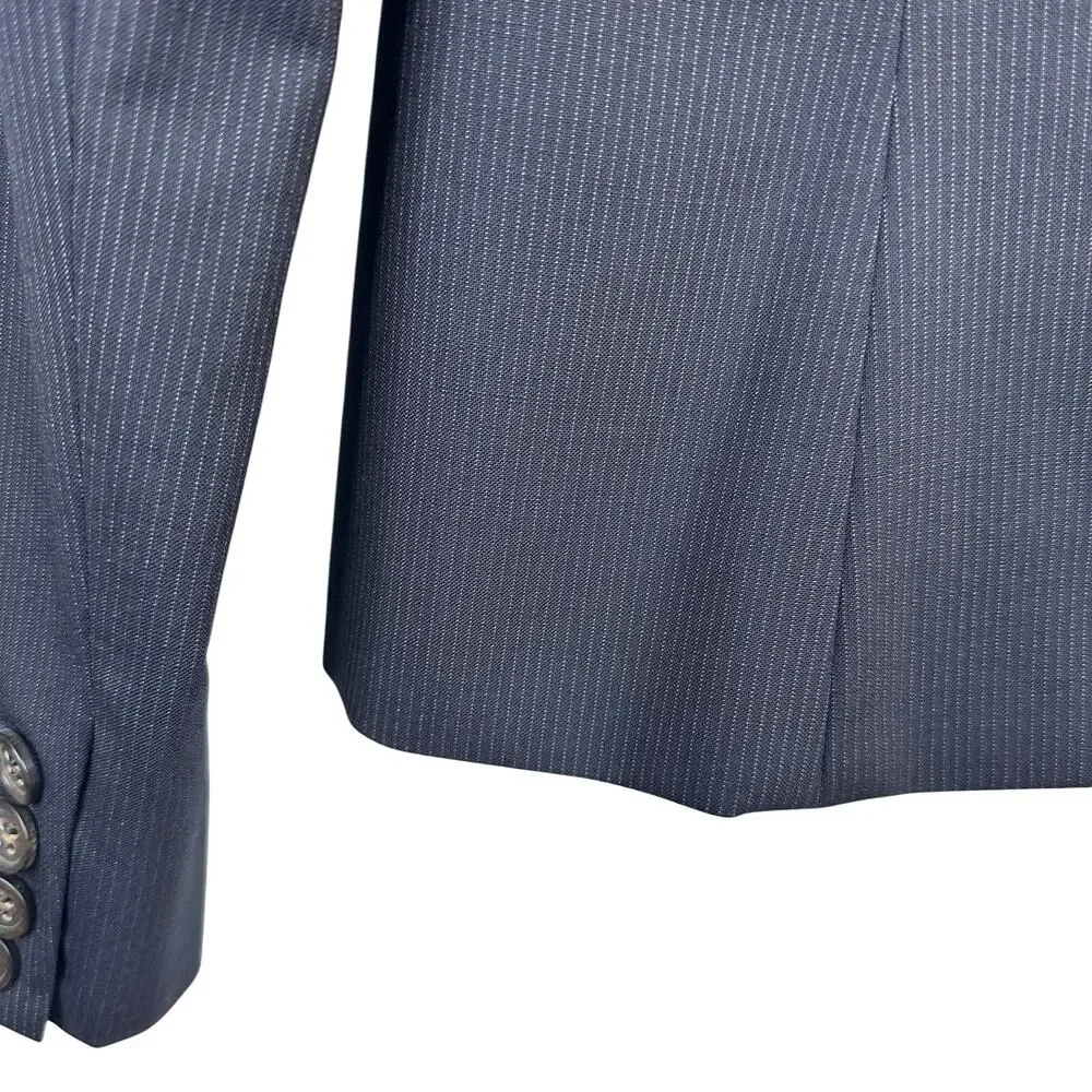 J. Crew Black & White Pinstripe Notched Two-Button Blazer